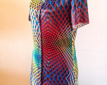 Vintage Dress/Tunic/Shirt from Le Château from the 1990's. Psychedelic Pattern, Size Large.