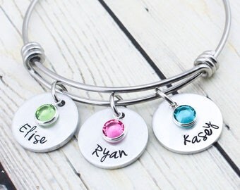 Personalized Bracelet for Mom - Mom Bracelet with Kids Names - Name Bracelet Mom Gift - Hand Stamped Mother Bracelet - Personalized Jewelry