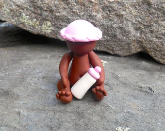Polymer Clay Baby, Pregnacy Reveal, New Mother, Miniature Baby, Its a Girl, Tiny Baby, Cake topper Baby, Doula Gift, Its a girl, Clay Baby