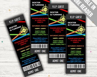 Laser Tag Invitations. Editable PDF. Printable. Instant Download.
