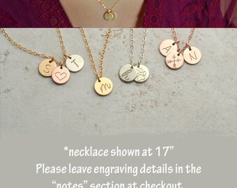 Small disk initial necklace, Personalized Necklace, Disk Necklace, circle tag necklace, bridesmaid gifts, new mom, new baby, mom gifts, DISK