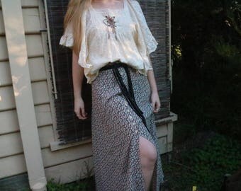 90s Floral Maxi Skirt with Front Split