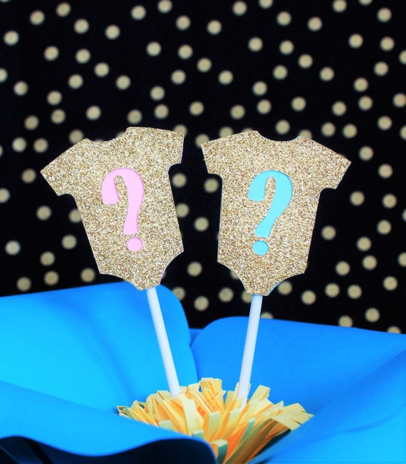 Onesie Question Mark Cupcake Toppers Gender Reveal Party