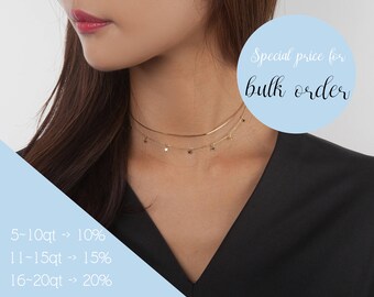 925 Silver - Delicate Star Chain Choker, Sterling Silver Choker, Rose Gold Chain Necklace, Gold Layered Choker, Gift for Woman, Minimalist
