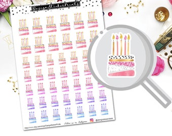 Birthday Cake Planner Stickers for Erin Condren Lifeplanner/Birthday Planner Stickers/Happy Planner Stickers/Birthday Stickers/