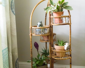Vintage Bamboo Plant Stand, 6 Tiered Plant Stand, Boho Decor, Foldable Plant Stand, Indoor Plants, Bentwood Plant Stand, Floor Plant Stand