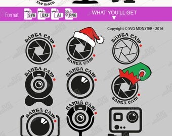 SANTA CAM SVG files - Clipart Cutting files compatible for Cricut, Silhouette and other cutting machines - svg dxf ai png format- 269