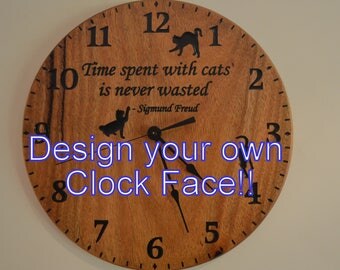 Marri Wood Clock with Personalised Name, Text or Picture - Wood Clock clock wall clock Home Decor large wall clock wooden clock wall decor