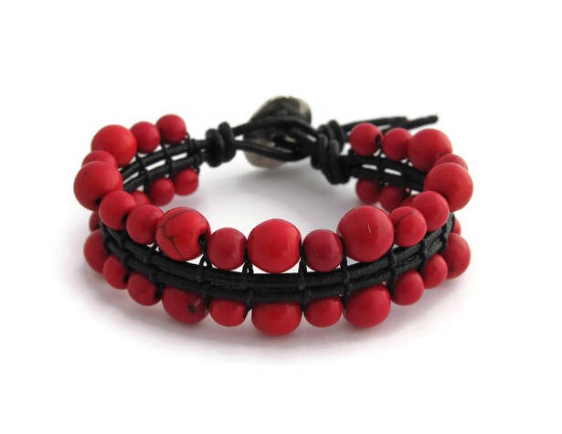 Women red ethnic bracelet Red chakra energy bracelet Ethnic