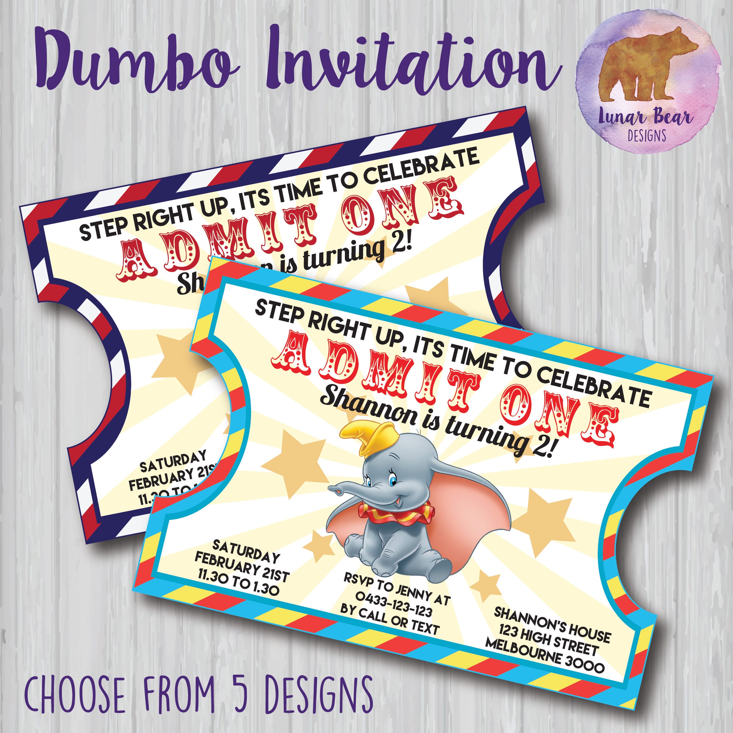 Dumbo Baby Invitations 3