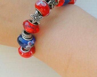 Summer party Pandora style Charms bracelet Multicolor bracelet Youth party Beaded jewelry Gift for her