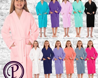 12 Colors Kids Waffle Kimono Flower Girl Robes, Monogrammed Robes, Embroidered Robes, Wedding Day Robes, Bridal Party Robes, Gift, Spa Robe