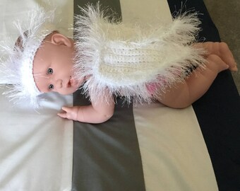 Newborn angel wings and halo