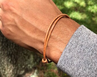 Leather cord bracelets Thin Leather bracelet Mens Bracelet Cuff Bracelet Adjustable bracelet leather jewelry for men gift for him mens gift
