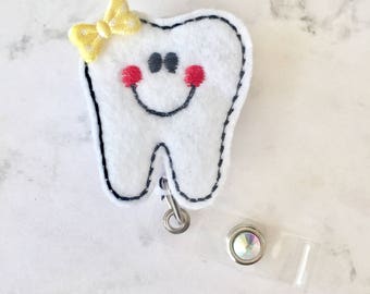 Dental Hygienist Badge Reel - Dental Assistant Gift -Cute Tooth Nursing Badge Reel - Dental Office Badge Pull - Dental Hygiene -BadgeBabesCo