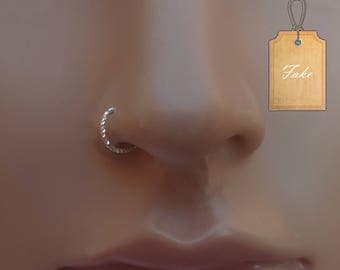 Fake Nose Ring Hoop,nose hoop,nose Piercing,22g nose ring,tiny silver nose ring,fake nose ring,fake nose ring jewelry,
