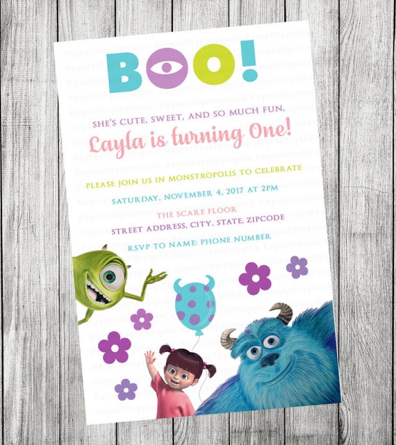 Monsters Inc Girl Invitation