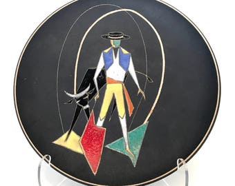 Vintage Ruscha Handarbeit West German Ceramic Plate - Torero, Mid-Century