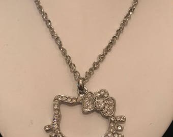Hello Kitty Silver Crystal Adjustable Necklace