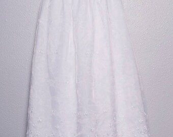 Babyhug Woven Sleeveless Lace Baptism Party Dress with Headband Booties & Pearl Detailing - White