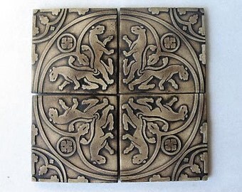 Replica Medieval Tiles Set of 4, Decorative Tiles