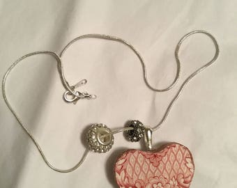 Handcrafted "Broken China" Vintage Pendant Heart Necklace/Free Shipping