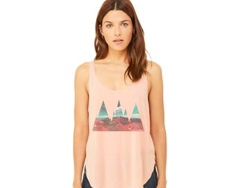 Mountains Tank Top | Women's Tank Tops | Side Slit | Loose Fit Tank | Workout Tank | Drapey | Yoga Tank Tops | Hiking Tank | Flowy | Nature
