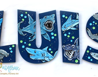 shark letters etsy