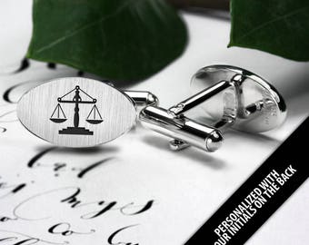Lawyer gift - Lawyer Cufflinks Sterling Silver – Lustitia Cufflinks – Scales of Justice – Law Cufflinks