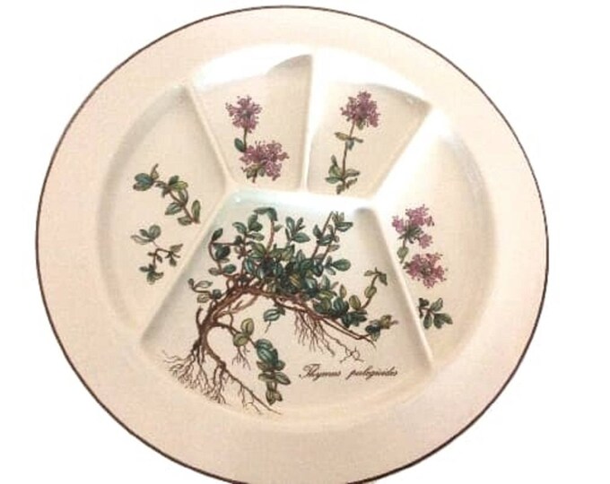 Vintage Villeroy & Boch Botanica Fondue Sushi Plate 9 3/4", Vitreous Porcelain, Thymus, Luxembourg, Germany, Vintage Dish