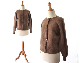 Brown sweater, 1950s sweater, brown cardigan, Women's sweater, vintage sweater, 50s sweater,