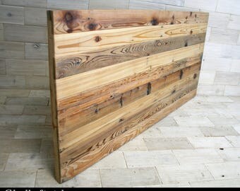 the Horizon Full Headboard Panel made from Reclaimed Cedar (aka recycled wood country home farmhouse bed wall headboard, hanging headboard)