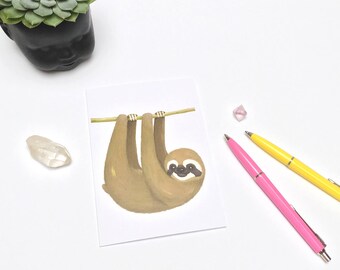 Happy Sloth Greeting Card - Three Toed Sloth Card - Animal Card - Any Occasion Card - Friend Card - Just Because Card