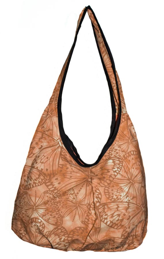 Gold orange Butterfly Fabric Tote Bag Over the Shoulder Cloth