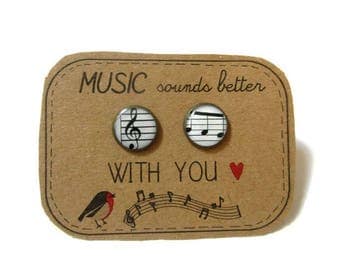 MUSIC EARRINGS - Music Jewelry - Treble Clef Earrings - Music Gift Idea - Music Lover Gift - Music Teacher Gift for Musician