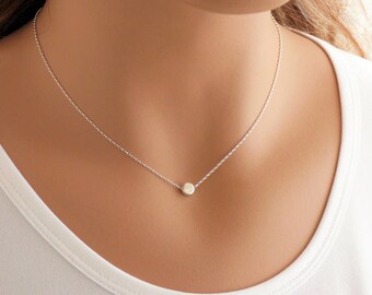 100% Sterling Silver Dot Necklace, Simple Necklace, Silver Circle Necklace, Dainty Necklace, Ring necklace