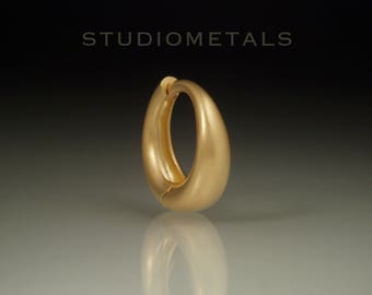 Men's Gold Hoop Earring, 16 Gauge Hoop, Mens Hoop Earring, Solid 18K Gold Earring, Pirate Earring, Single Earring, Matte Gold Earring, E519