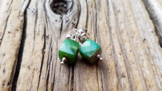Green Peruvian Opal Earrings and Sterling Silver October