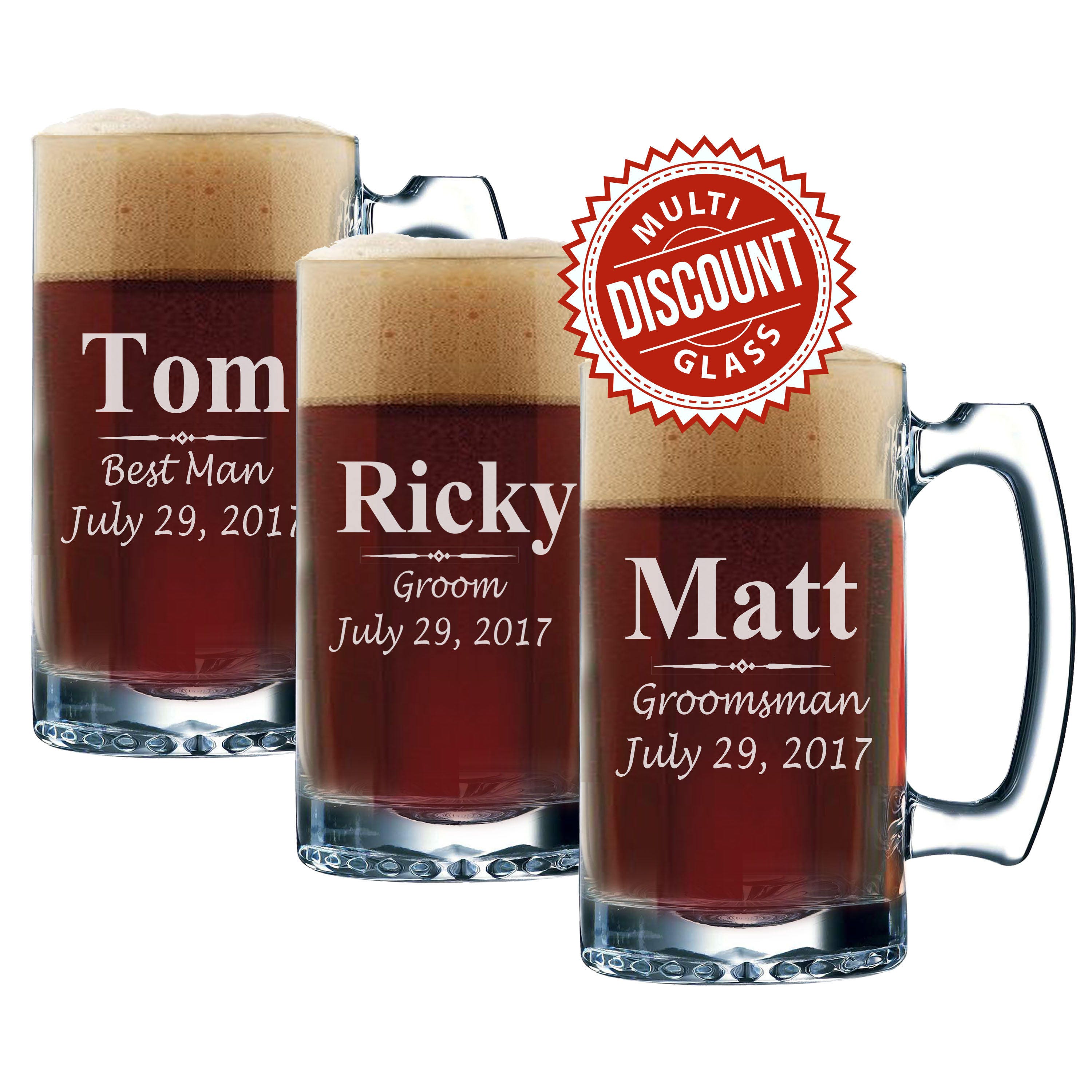 Personalized Beer Mug Glasses Beer Mugs Groomsmen T Beer