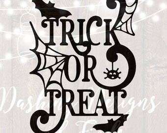 DIGITAL DOWNLOAD halloween svg witch svg trick or treat svg spider web svg cut files silhouette cricut witch svg bat svg halloween shirt