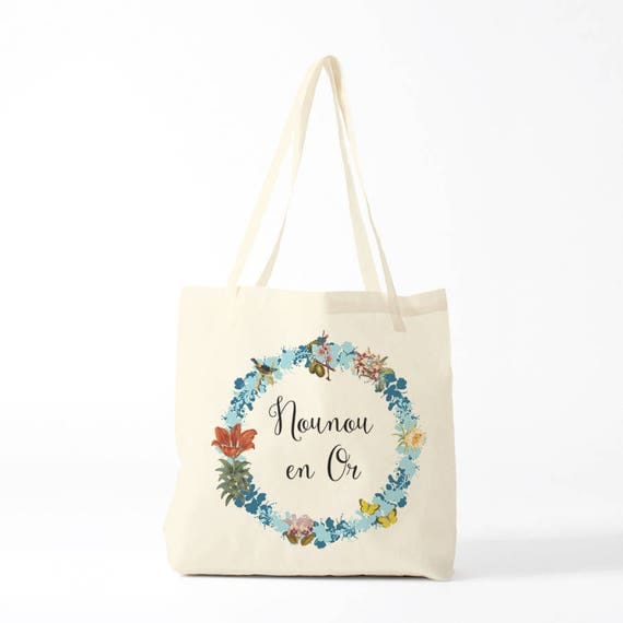 Tote bag, Nounou en Or, Gift nanny, canvas bag nanny, tote bag nanny.