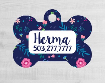 Custom Dog Tag for Dogs Dog ID Tags Personalized Pet Floral Pet Tag Pet Tags Pet ID Tag Pet id Tags for Dog Tag ID Dog Tag Dog Collar Tag