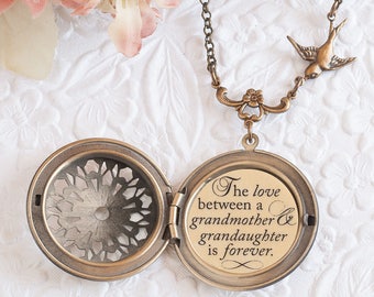 Grandma Gift Grandmother Necklace The love between a grandmother and granddaughter is forever Grandmother Jewelry Grandmother of the Bride