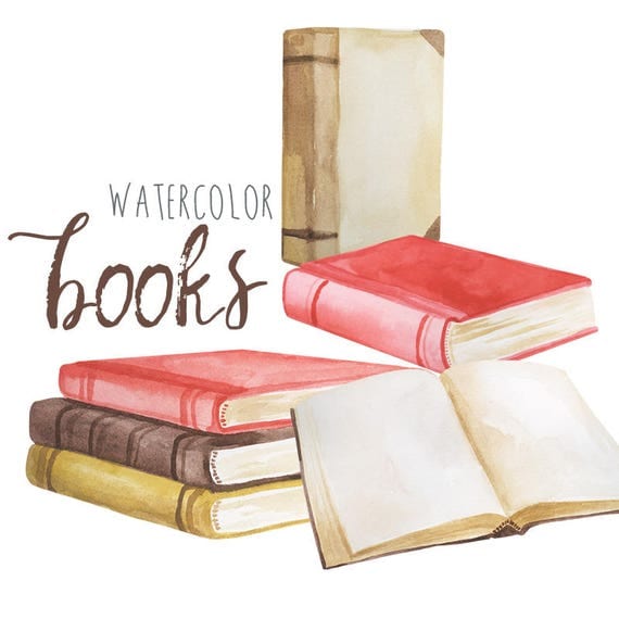 Watercolor Book Clip Art Vintage Book Clipart Novel