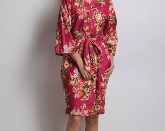 Burgundy robe, cranberry theme, plum color robe, Japan kimono robe, cranberry bridesmaid, plum dress, bridesmaid robes, bridesmaid robe