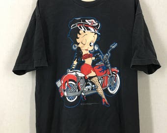 Vintage 1992 Betty Boop Rockabilly Motorcycle Biker Chic T-Shirt Sz XL