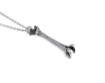 Femur Bone Necklace in Pewter, Anatomical Jewelry Medic Gothic Pendant