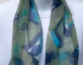 Dusky blue chiffon teddy scarf