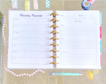 WEEKLY PLANNER Printable Happy Planner Insert Planner Size Undated organizer Horizontal Calendar Mambi Made To Fit Erin Condren Planner