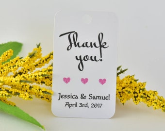 Wedding Day March Pink Roses Bride and Groom Gift Tags or